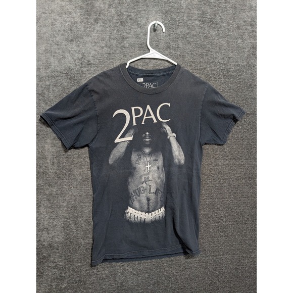 2Pac Other - 2Pac Tupac Shakur Graphic T-Shirt Mens Small Faded Black Hip Hop Streetwear Tee